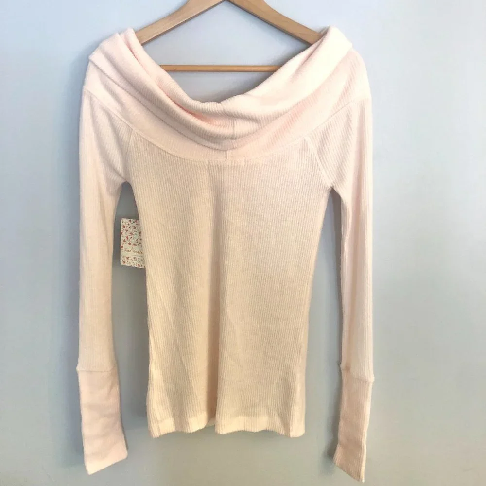 Free People Shell Pink Snowbunny Long Sleeve Top